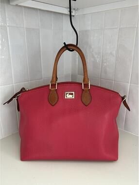 Dooney & Bourke vintage pebble leather Satchel handbag or crossbody-FUCHSIA